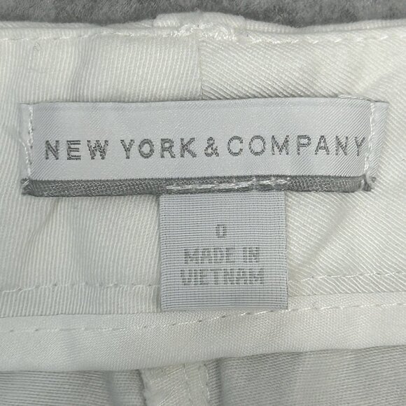 NEW YORK & COMPANY Pants Womens Size 0 Low Rise Taper Leg Stretch White - Picture 9 of 11